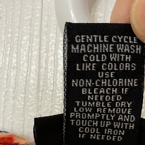 Torrid Women’s Size 1X orange blue white 3/4 sleeves sheer blouse polyester - Picture 6 of 9